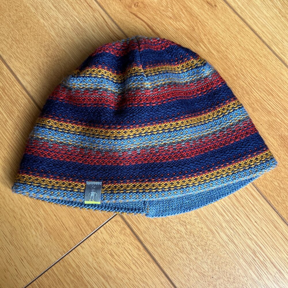 Smartwool Teal, Blue, and White Knit Beanie Cap - Merino Wool Blend